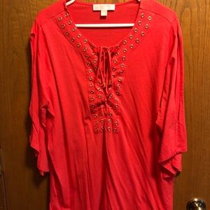Michael Kors 2X 3/4 Sleeve Orange Top